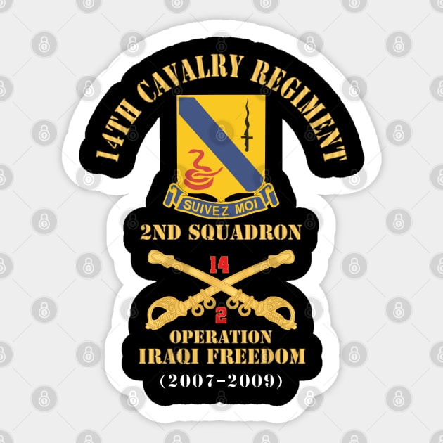 Army - 14th Cavalry Regiment w Cav Br - 2nd Squadron - Operation Iraqi Freedom - 2007–2009 - Red Txt X 300 Sticker by twix123844